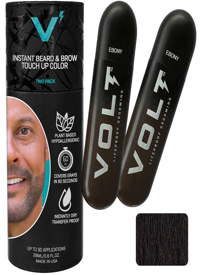 VOLT Grooming Temporary Instant Beard Color ECO 2 Pack Refill - Quick Drying Plant Based Hypoallergenic Brush on Color for Beards, Mustaches, and Eyebrows, Ebony (Brown/Black) - Image 1